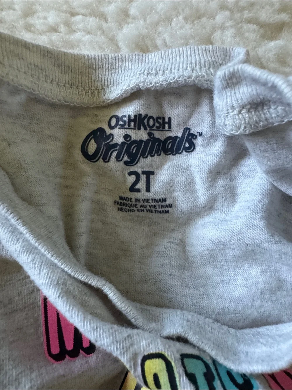 OshKosh B'gosh Gray Long-Sleeve Tee with Neon Cat Graphic
